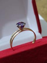 Anel Solitário Ouro 18 kilates Peso 1 Grama Pedra 5 mm Zircônia todas cores