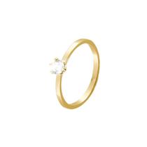Anel Solitário Ouro 18k 2mm Zircônia - Elegante e Brilho