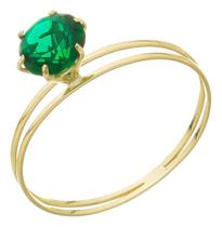 Anel Solitário Ouro 18k Zircônia Debutante Noivado Peso 1.10 Gramas Pedra 5 mm