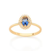 Anel solitário oval 18k AZUL 513050 Rommanel