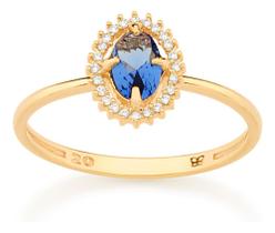 Anel Solitário Oval Cravejado Por 24 Zircô 513050