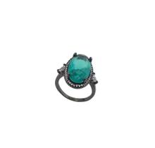 ANEL SOLITÁRIO OVAL TURMALINA BANHADO A RÓDIO NEGRO - 1,7 x 1cm ANEL SOLITÁRIO OVAL TURMALINA BANHADO A RÓDIO NEGRO - 1,7 x 1cm