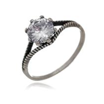Anel Solitário Pedra Cristal Maior de Prata 925