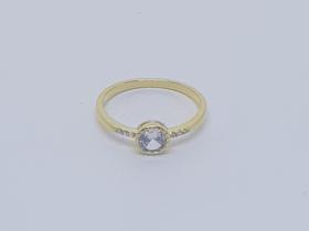 Anel solitário ponto de luz com zircônias banhado a Ouro