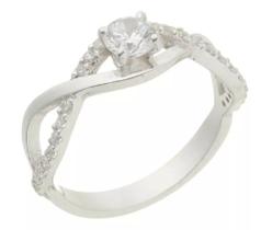 Anel Solitario Prata 925 Kl Cravejado Zircônias (modelo 01)