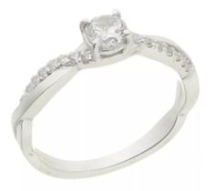 Anel Solitário Prata 925 Kl Cravejado Zircônias ( Modelo 02)