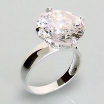 Anel Solitário Prata 950 de lei ARO 6 mm Com Pedrão De Zircônia 10 mm