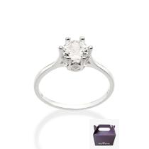 Anel Solitário Prata Maciça 925 e Zircônia Rommanel 810277 Anel Solitário Prata Maciça 925 e Zircônia Rommanel 810277