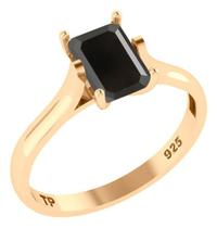 Anel Solitário Retangular Prata 925 Dourada 18k - Black Ônix Anel Solitário Retangular Prata 925 Dourada 18k - Black Ônix