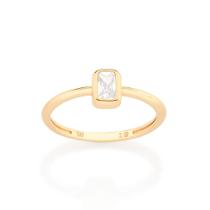 Anel Solitário Rommanel Folheado a Ouro com Zircônias 513212 Anel Solitário Rommanel Folheado a Ouro com Zircônias 513212