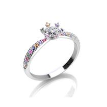 Anel Solitario Seven Colors Luxury Prata 925 Anel Solitario Seven Colors Luxury Prata 925