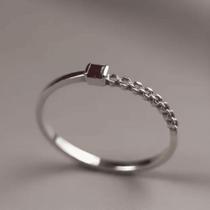 Anel solitário trançado - prata 925 - tamanho 16 - pink