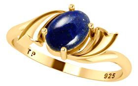 Anel Solitário Wings Lápis-lazúli Prata 925 Dourada 18k Anel Solitário Wings Lápis-lazúli Prata 925 Dourada 18k