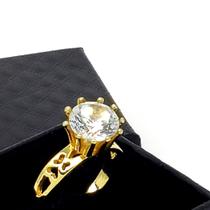 Anel Solitário Zirconia Tulipa Caixa Alta Banho Ouro 2220