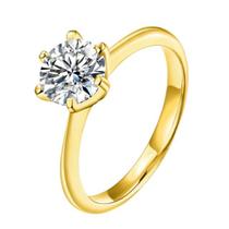Anel Solitário Zirconia Tungstênio Brilhante Banho Ouro 18k
