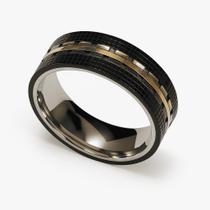 Anel Steel Friso Rosé/Black Aço 8 mm Anel Steel Friso Rosé/Black Aço 8 mm