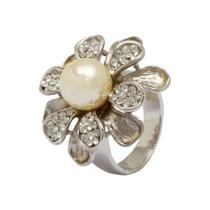 Anel Strass e Pérola Flor AN1535 Anel Strass e Pérola Flor AN1535
