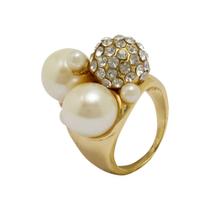 Anel Strass e Pérola Triplo AN1584 Anel Strass e Pérola Triplo AN1584