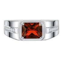 Anel SweetJew Red Garnet 925 em prata esterlina para homens