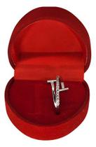 Anel T Cravejado Minimalista Feminino Banhado Prata + Caixa