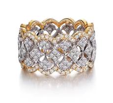 Anel tipo aliança semijoia com ouro amarelo e branco - Gold Gazz