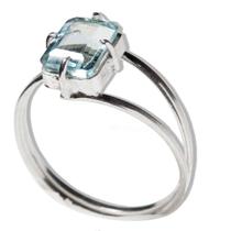 Anel Topázio Azul Retangular Facetado Ajustável Prata 950 Anel Topázio Azul Retangular Facetado Ajustável Prata 950
