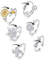 Anel Tornito Fidget Anxiety Spinner para mulheres (6 unidades)