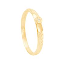 Anel Trabalhado Uma Zircônia em Ouro 18K - AU13763