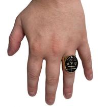 Anel Tranca Rua 2,9 Cm Preto Dourado Em Metal Anel Tranca Rua 2,9 Cm Preto Dourado Em Metal