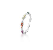 ANEL TRANÇADO COM CRAVAÇÃO COLORIDA BANHADO A RÓDIO BRANCO - Joia Elegante ANEL TRANÇADO COM CRAVAÇÃO COLORIDA BANHADO A RÓDIO BRANCO - Joia Elegante