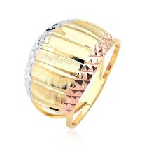 Anel Três Cores em Chapa Folheado a Ouro 18k
