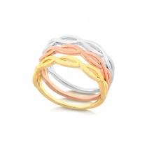 Anel Três Cores Infinitos Lisos Folheado A Ouro
