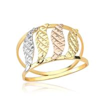Anel Três Cores Ondulado Folheado a Ouro 18k Anel Três Cores Ondulado Folheado a Ouro 18k