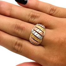 Anel Tres Ouro 18K Abaloado Diamantado 19331 K250 Anel Tres Ouro 18K Abaloado Diamantado 19331 K250