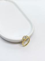 Anel Três Zircônias Retangulares Anel Três Zircônias Retangulares