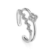 Anel Trevo Delicado Semijoia Banhada Elegânica Ajustável