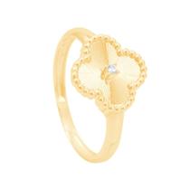 Anel Trevo Trabalhado com Zircônia em Ouro 18K - AU13495 - BRUNA TESSARO JOIAS