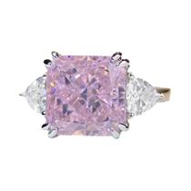 Anel Triangular De Zircônia Em Prata Esterlina 925 Para Mulheres, Rosa, Roxo E Amarelo, Joias De