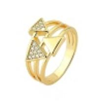 Anel Triângulo Cravejado Micro Zircônias Coloridas