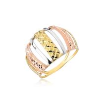Anel TricolOr 3 Cores 7 Tiras Diamantado 18k 750 A279 Anel TricolOr 3 Cores 7 Tiras Diamantado 18k 750 A279