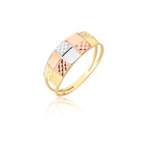 ANEL TRICOLOR COLORIDO CHAPA ROSÉ BRANCO ouro 18k A56