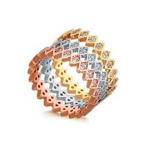 Anel Trio Tres Cores Folheado Ouro Zircônia Folheado A Ouro