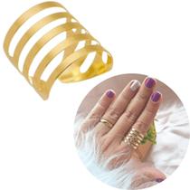 Anel triplo V ajustável ouro 18k gladiador feminino banhado Anel triplo V ajustável ouro 18k gladiador feminino banhado