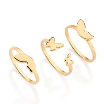 Anel tripo borboletas banhado a ouro 513488 Rommanel