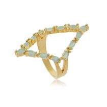 Anel Turmalina Losango Vazado Banho de Ouro Anel Turmalina Losango Vazado Banho de Ouro