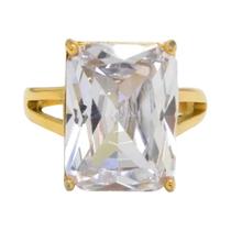 Anel Unissex De Aço Inoxidável Com Zircônia Incrustada, Base Quadrada Transparente, Joia Fina,