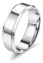 Anel Unissex Prata Chanfrado 6mm Liso Aço Inoxidável Luxo Anel Unissex Prata Chanfrado 6mm Liso Aço Inoxidável Luxo