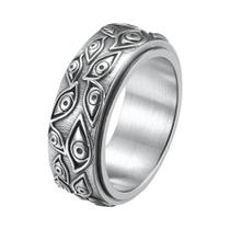 Anel Unissex Rotativo Olho De Demônio Punk Em Aço Inoxidável Joia Retrô Da Moda Para Alívio Da