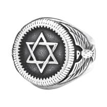 Anel Unissex Vintage Estrela De David Hexagrama Punk Hip Hop Em Aço Inoxidável Joias Presentes