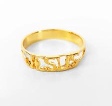Anel Vazado Jesus, em Ouro18k Anel Vazado Jesus, em Ouro18k